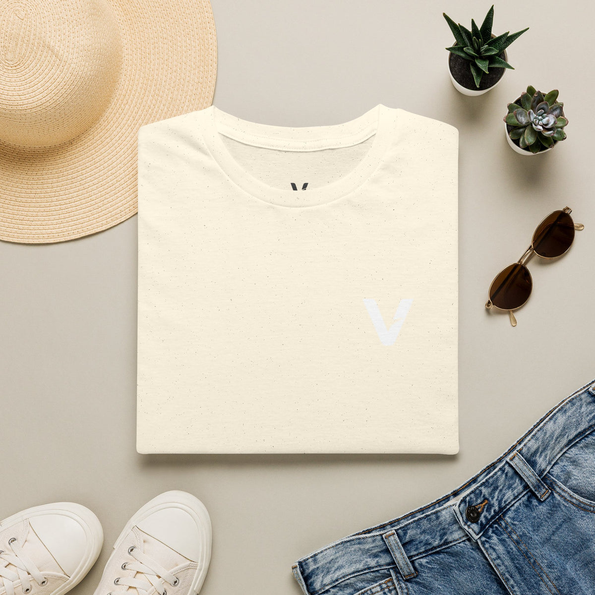 Vejdi™️ Minimalist V-Logo Unisex Crewneck Tee — Heavyweight Premium Cotton