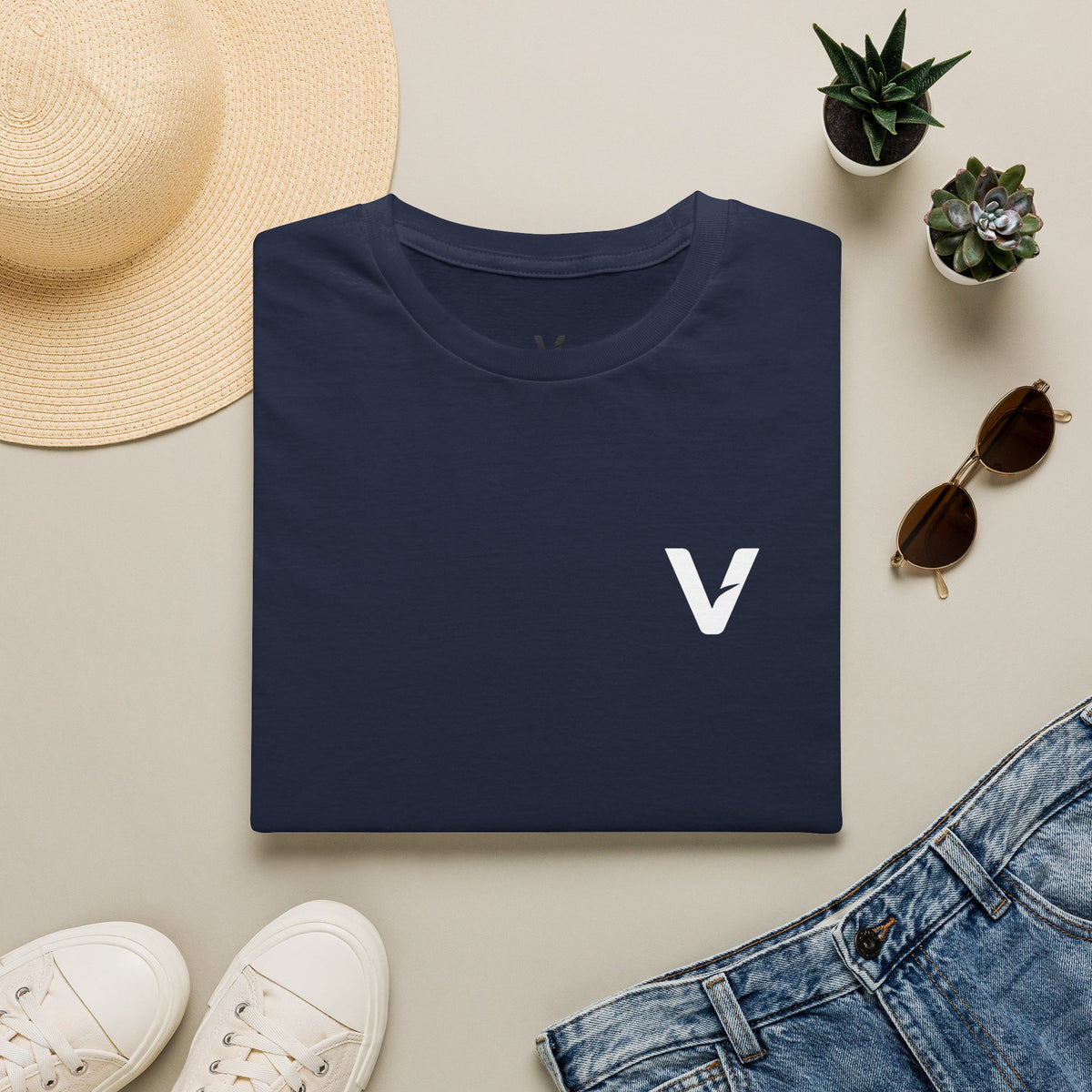Vejdi™️ Minimalist V-Logo Unisex Crewneck Tee — Heavyweight Premium Cotton