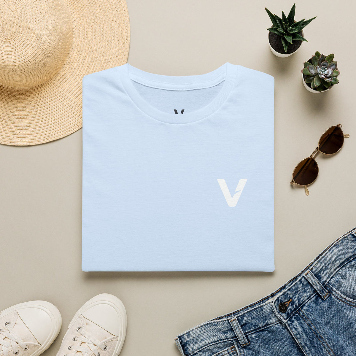 Vejdi™️ Minimalist V-Logo Unisex Crewneck Tee — Heavyweight Premium Cotton
