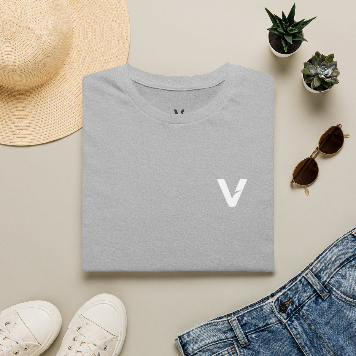 Vejdi™️ Minimalist V-Logo Unisex Crewneck Tee — Heavyweight Premium Cotton