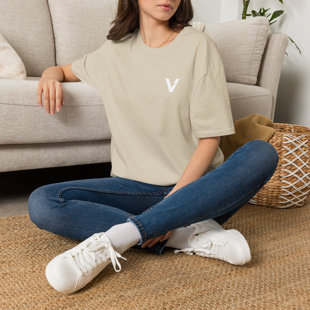 Vejdi™️ Minimalist V-Logo Unisex Crewneck Tee — Heavyweight Premium Cotton