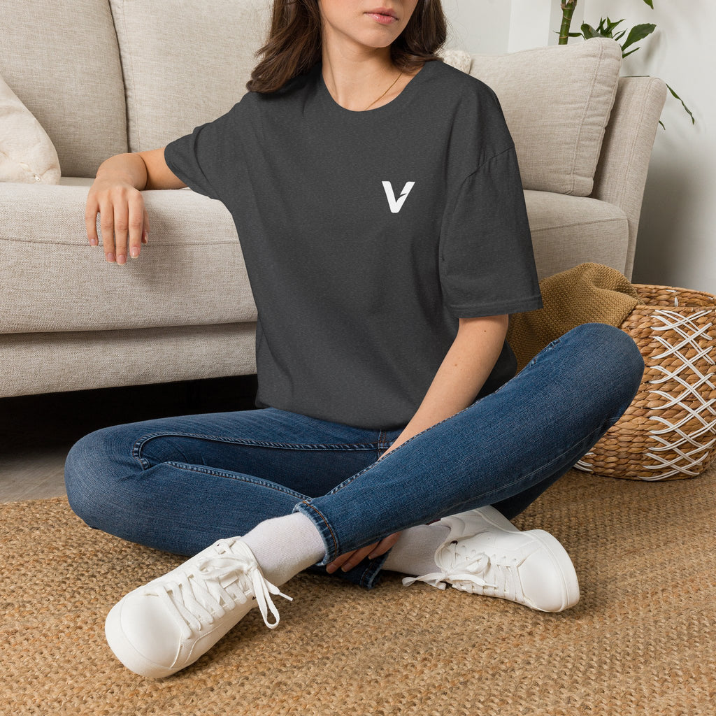 Vejdi™️ Minimalist V-Logo Unisex Crewneck Tee — Heavyweight Premium Cotton