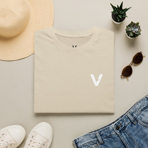 Vejdi™️ Minimalist V-Logo Unisex Crewneck Tee — Heavyweight Premium Cotton