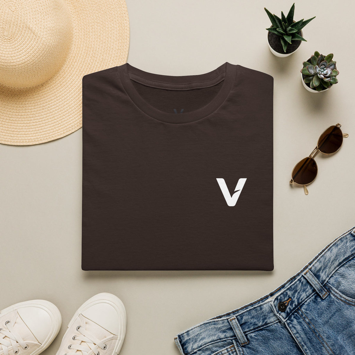 Vejdi™️ Minimalist V-Logo Unisex Crewneck Tee — Heavyweight Premium Cotton
