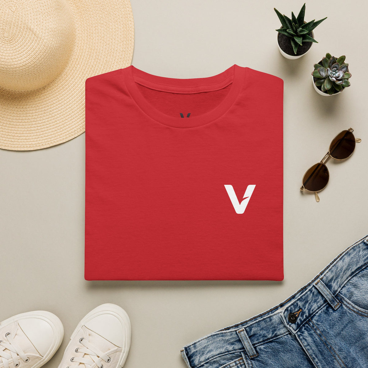 Vejdi™️ Minimalist V-Logo Unisex Crewneck Tee — Heavyweight Premium Cotton